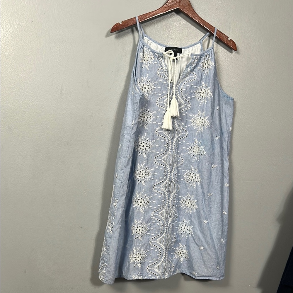 Karen Kane Blue and White Embroidered Cotton Sundress size XL
